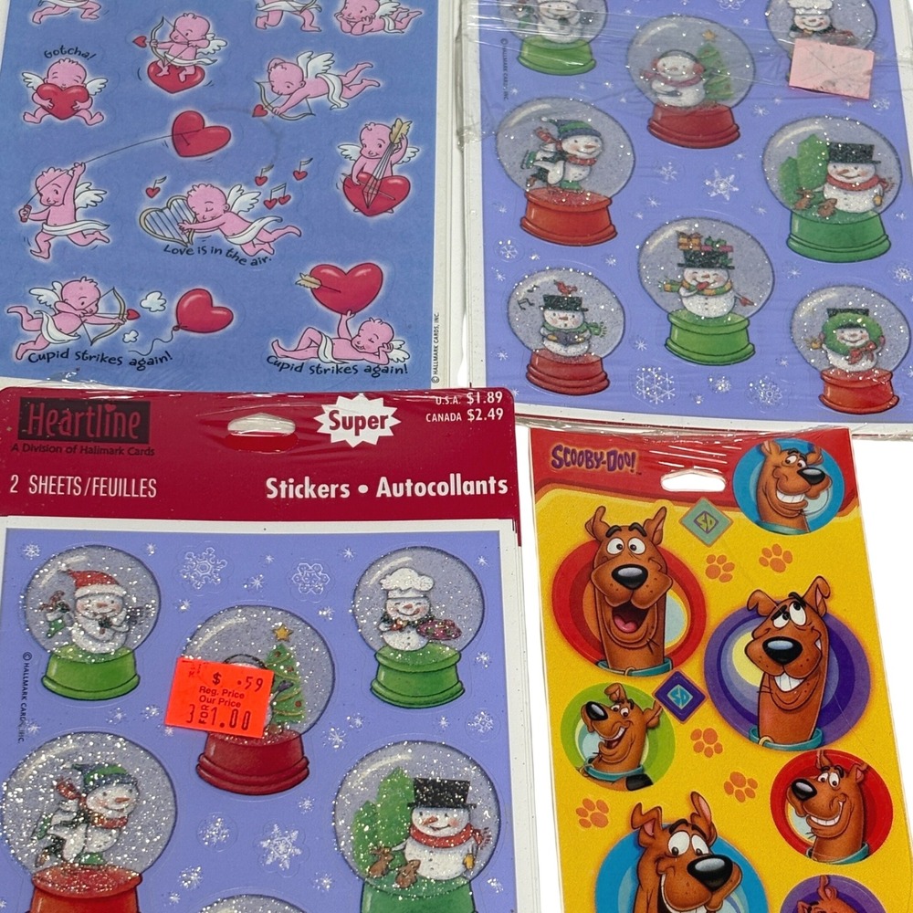 Hallmark Vintage Sticker Sheets Scooby-Doo Cupid Snowman